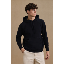 Hoodie marine en laine mérinos